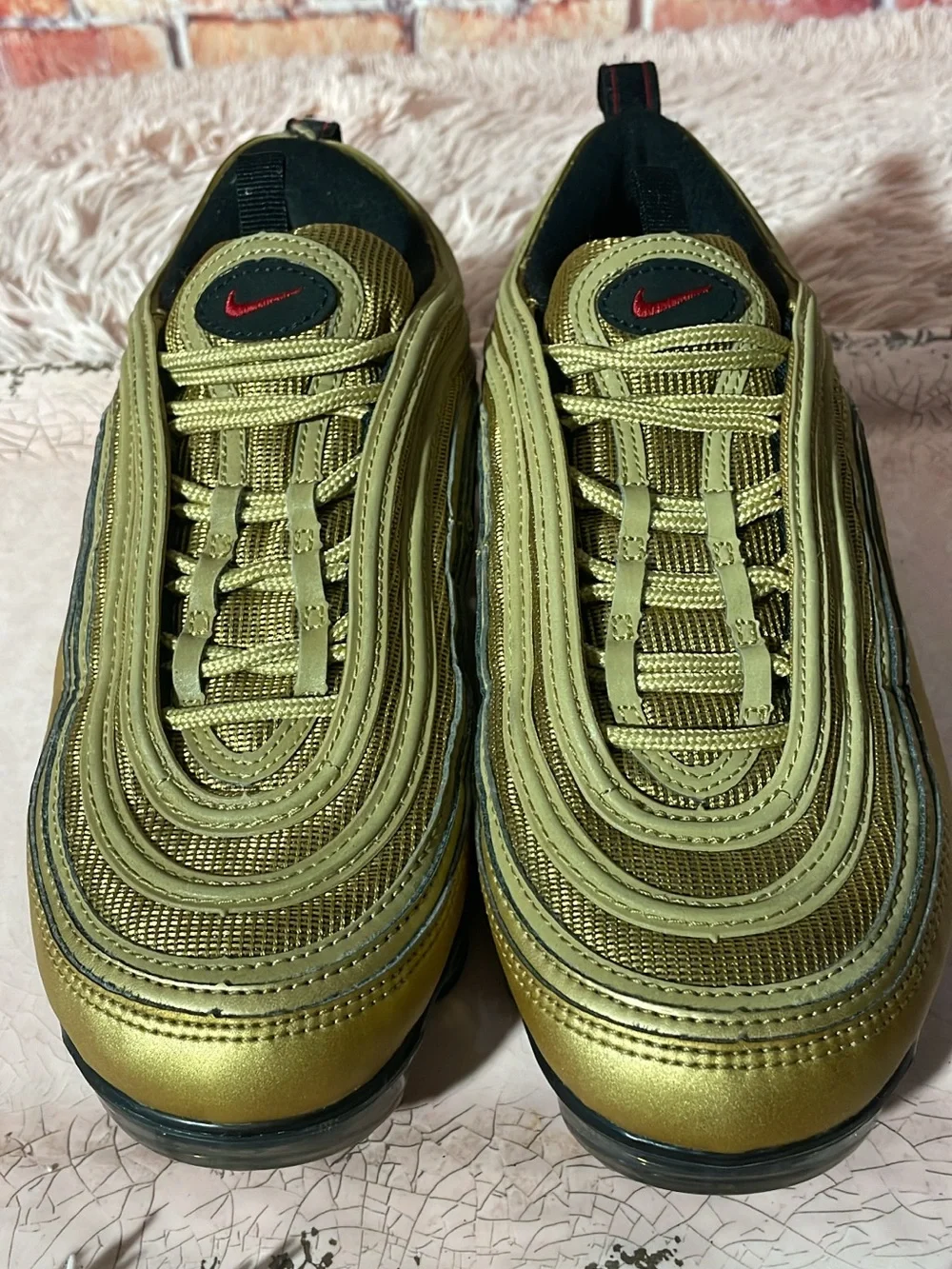 Nike Gold Olive and Black VaporMax 97-style Sneakers